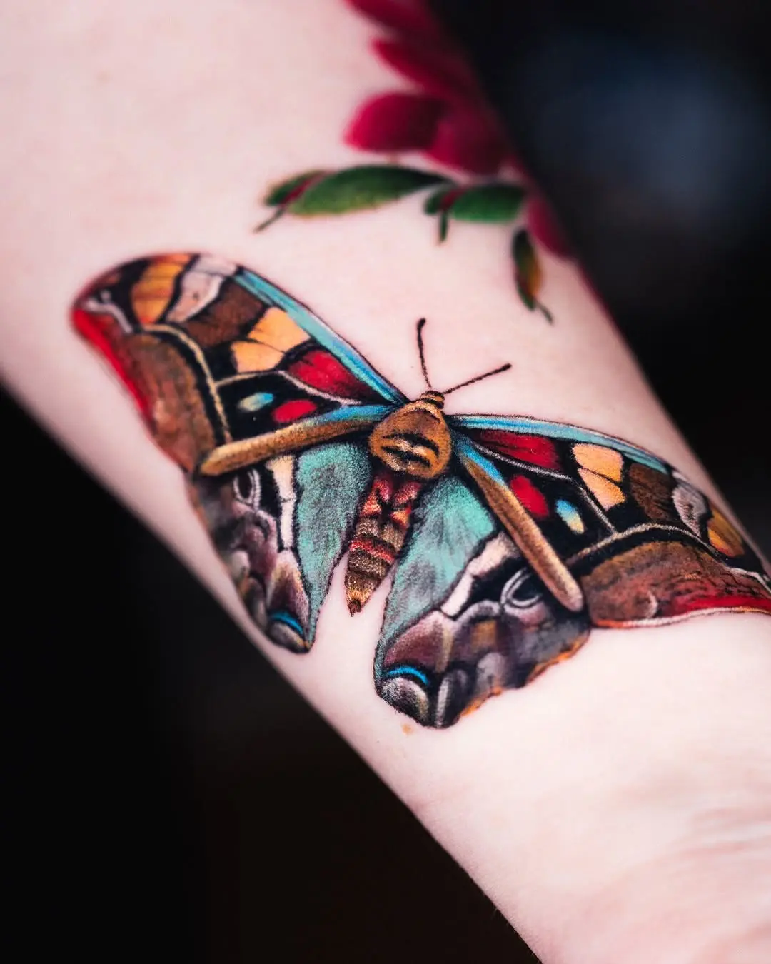Stunning Colorful Moth Tattoo Design