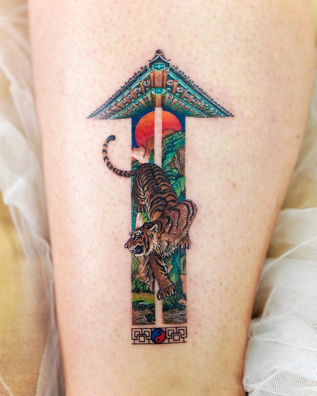 Stunning tiger tattoo with vibrant colors