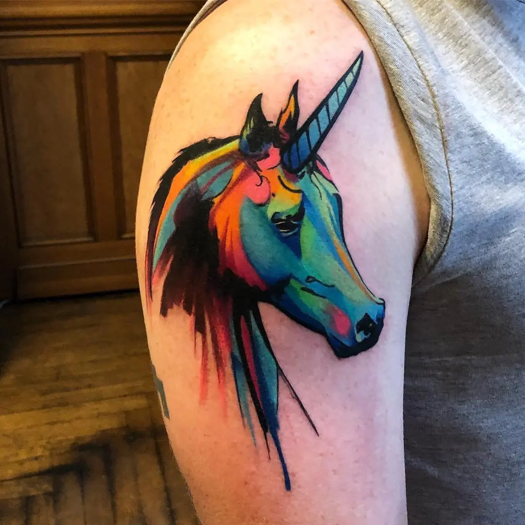 Bright and Whimsical Unicorn Tattoo Design