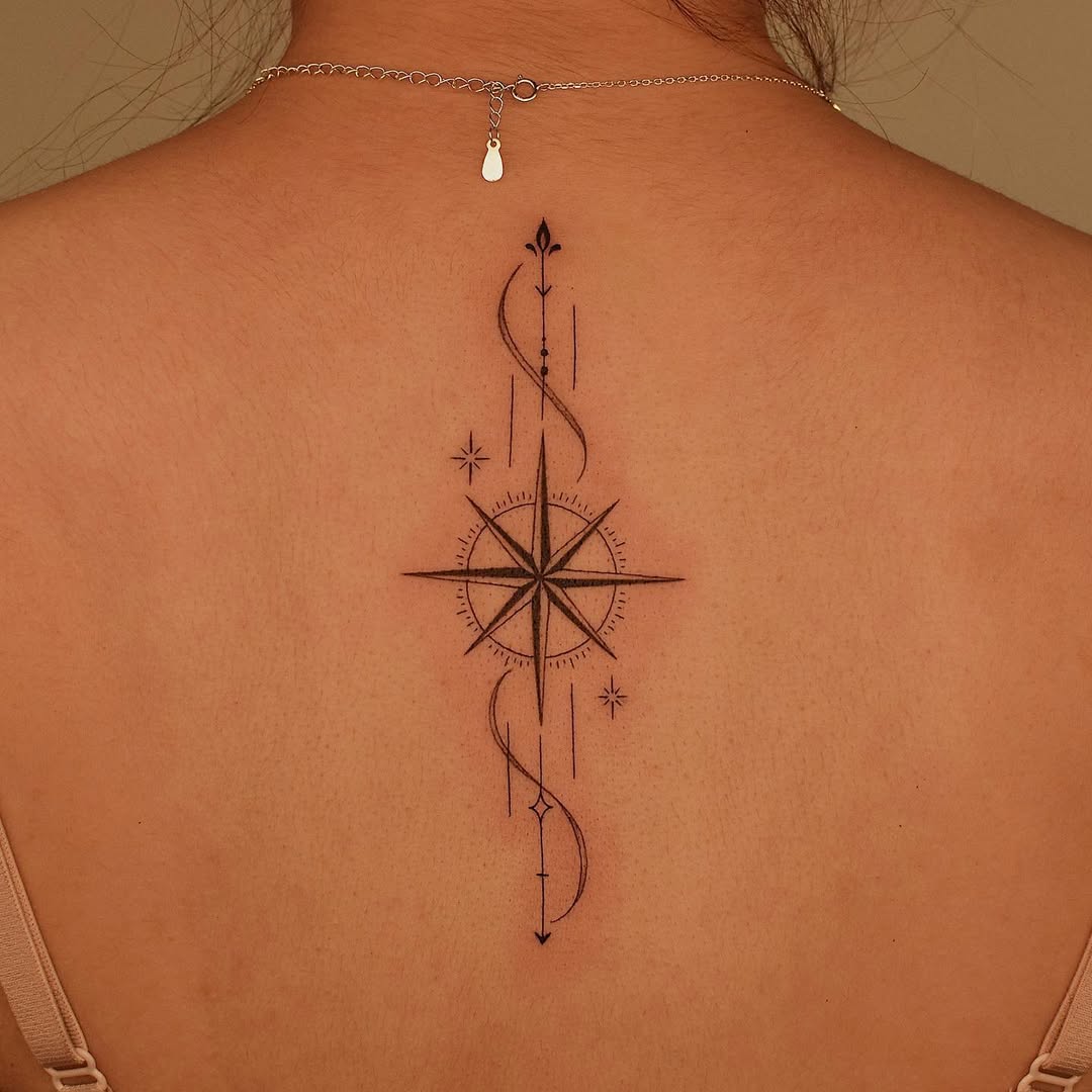 Intricate compass tattoo for adventurous spirits