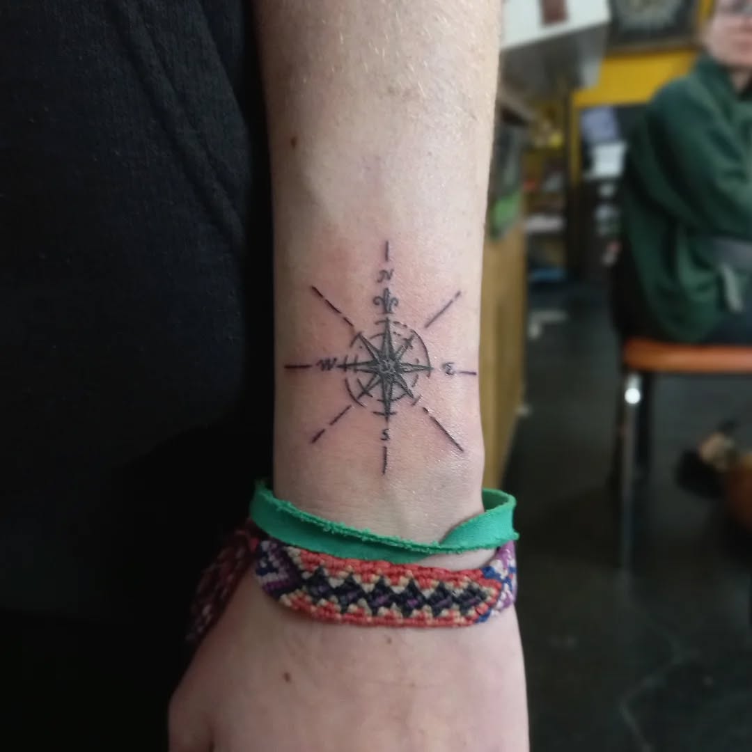 Intricate Compass Tattoo on Forearm