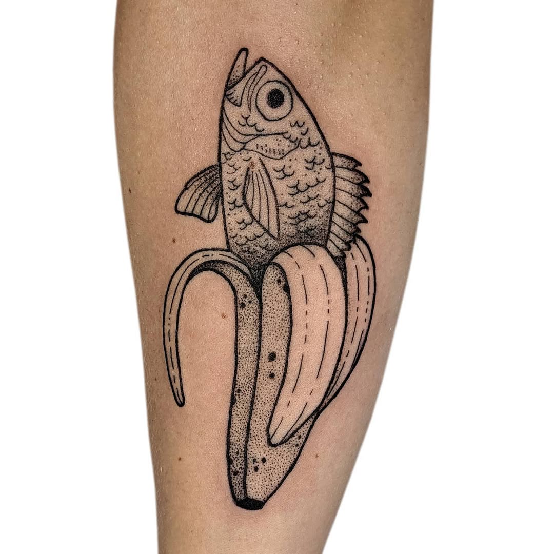 Unique fish and banana tattoo design ideas