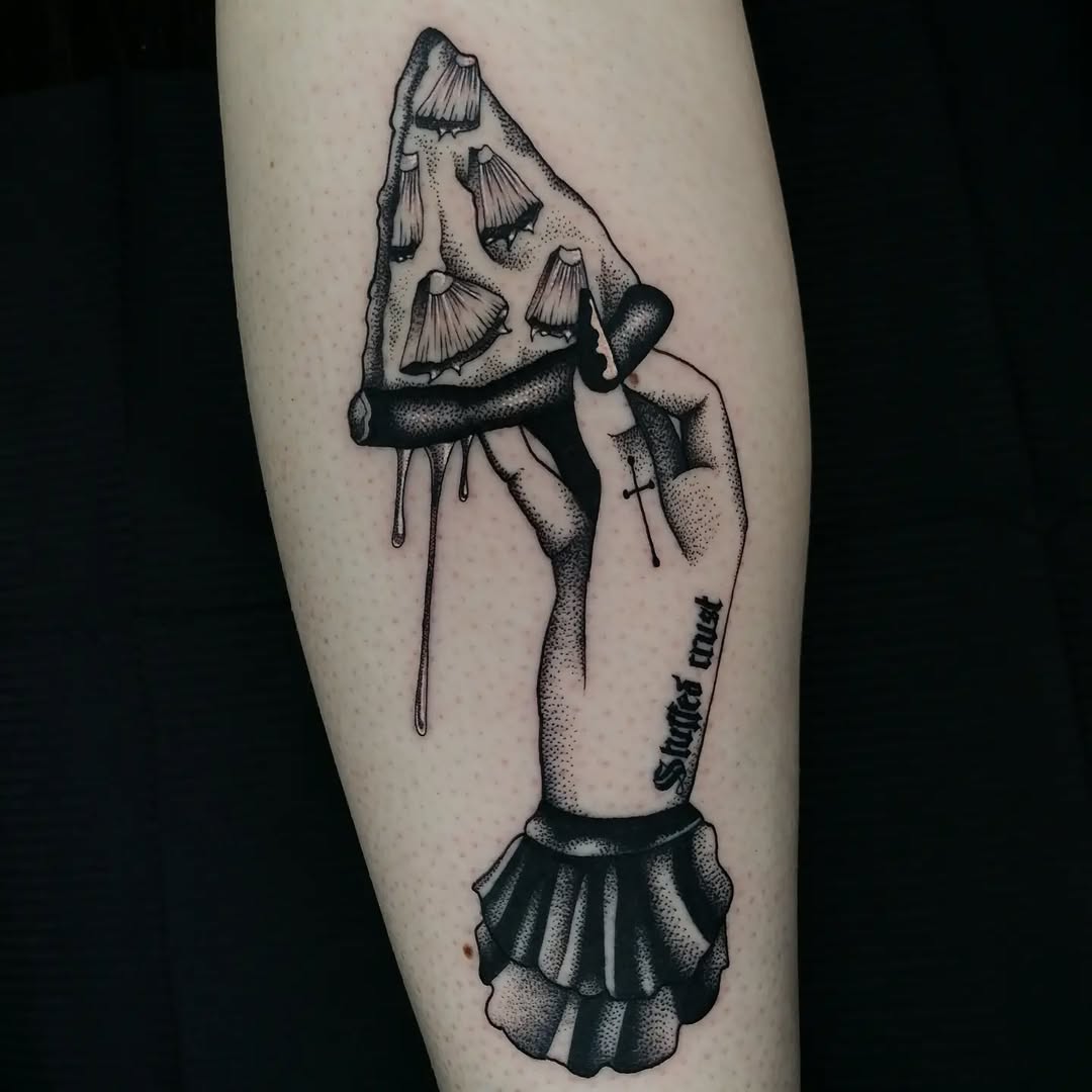 Unique pizza tattoo showcasing culinary passion