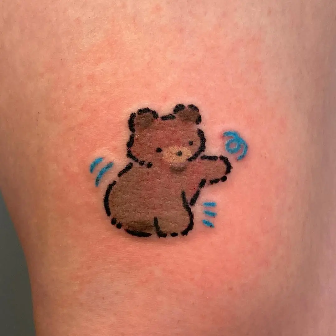 Adorable cartoon bear tattoo for playful vibes