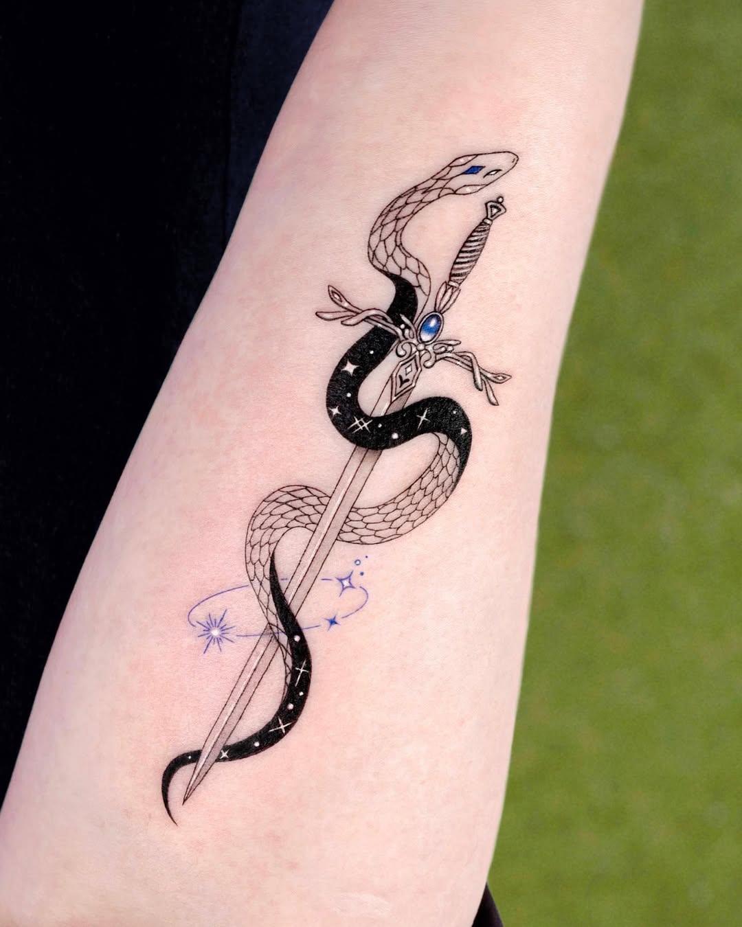 Elegant dagger entwined with a snake illustration