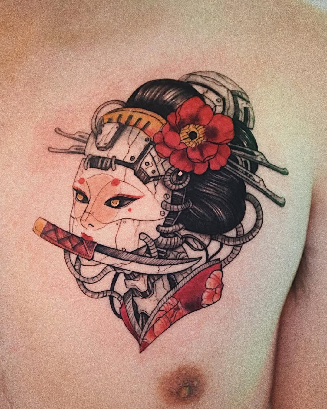 Futuristic Geisha with a Dagger Theme