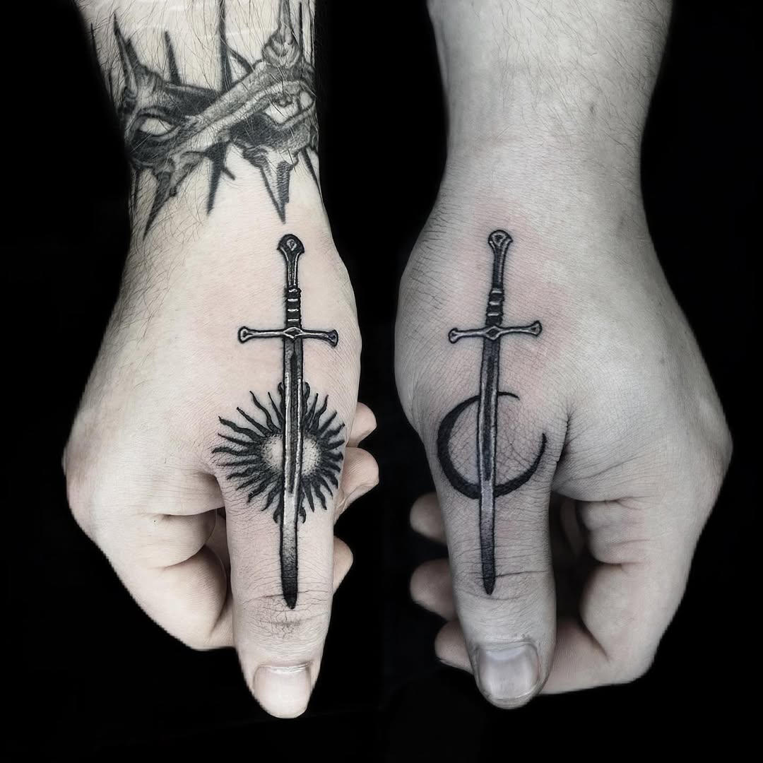 Intricate dagger tattoos showcasing unique designs