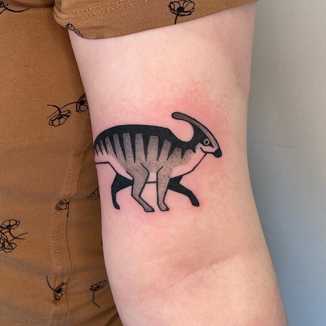 Minimalistic Hadrosaur Tattoo on Arm