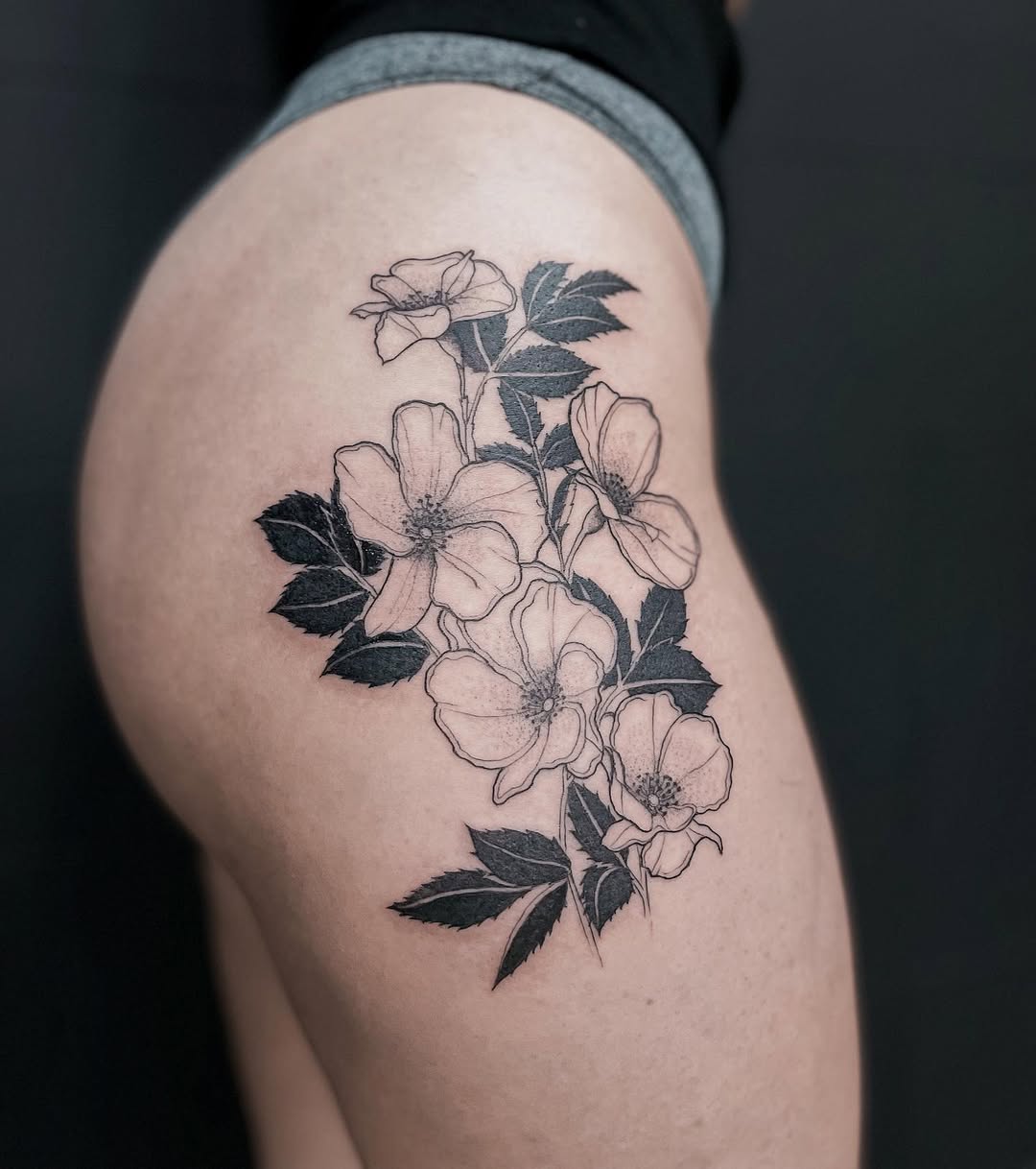 Stunning Black and White Rose Tattoo Design