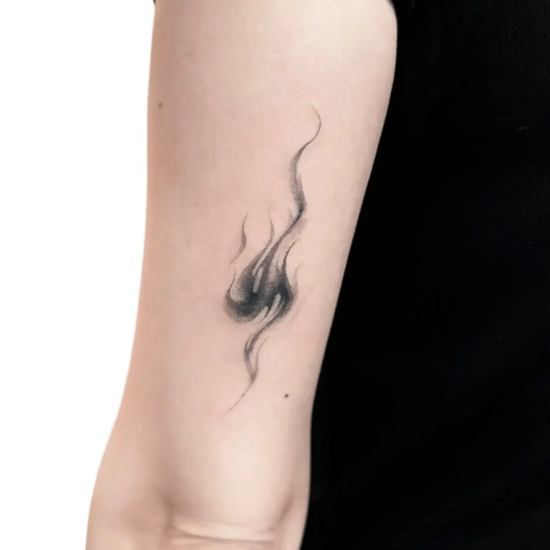 Fluid and Mysterious Fire Tattoo Design