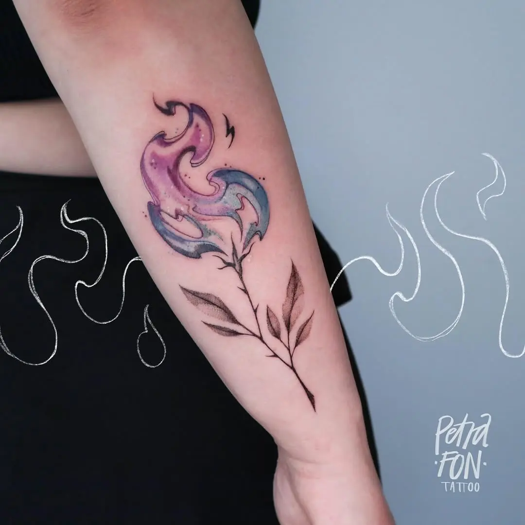 Beautiful floral fire tattoo for stunning aesthetics