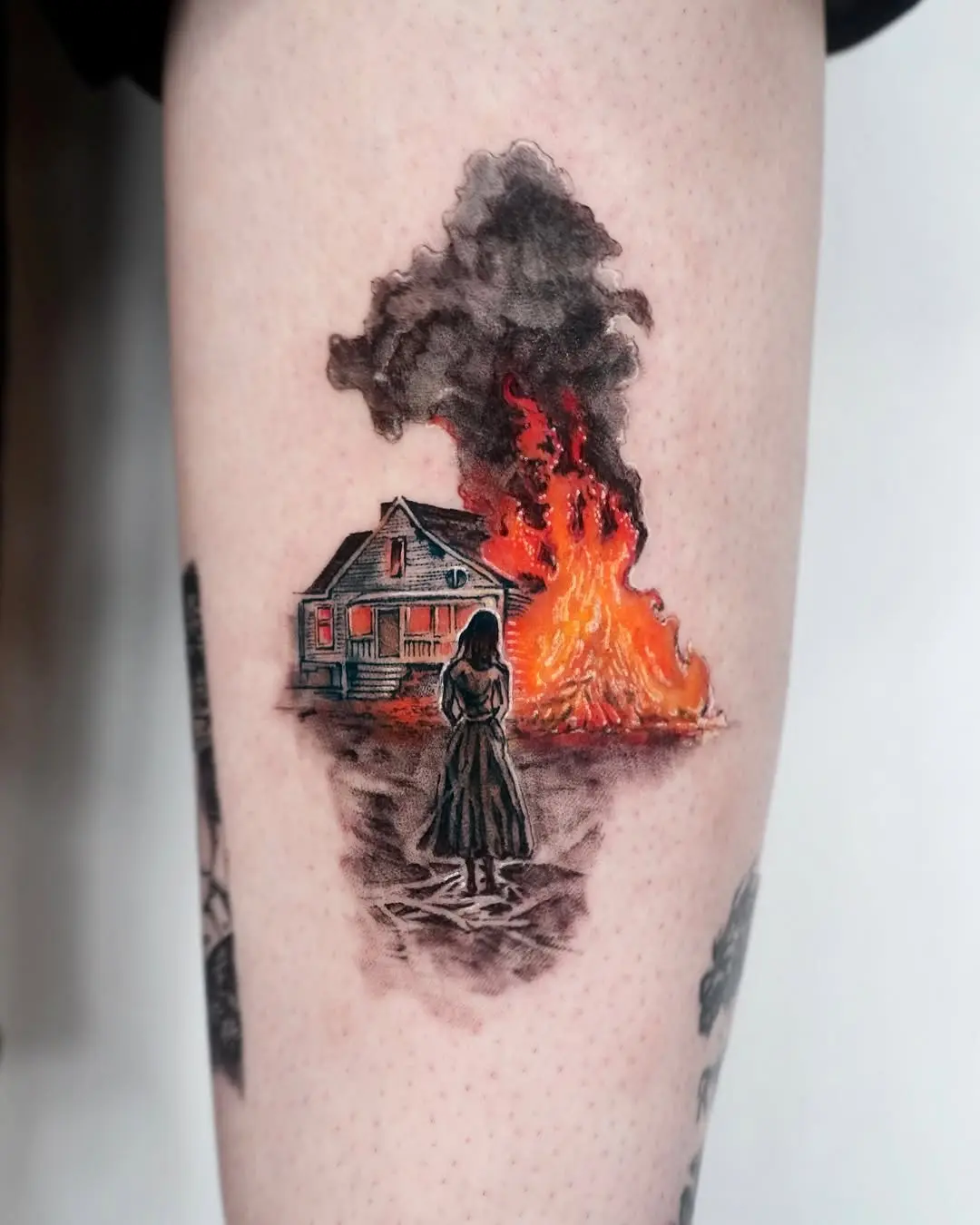 Captivating fire-themed tattoo artwork