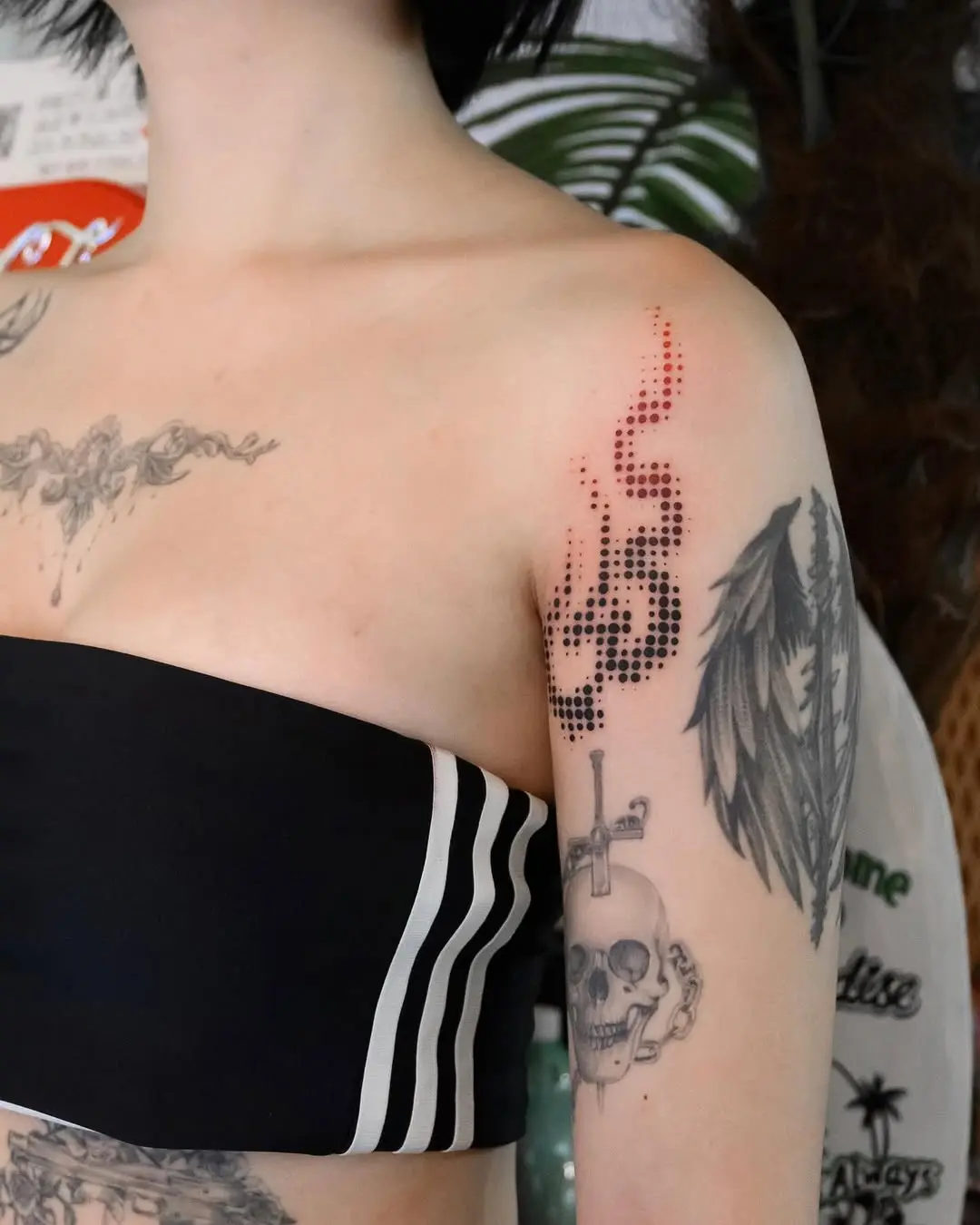 Intricate fire tattoo with modern flair