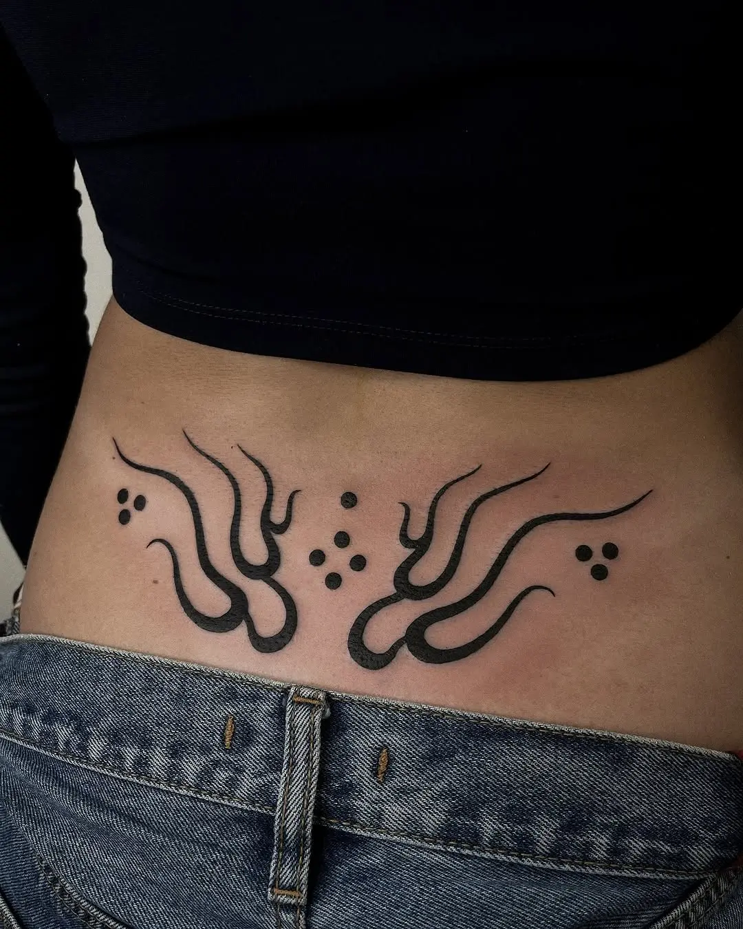 Stylish flames with abstract elements on skin