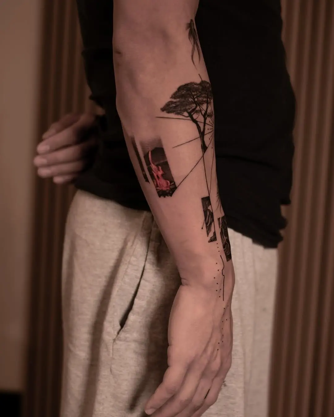 Stylish fire-themed tattoo showcasing nature's beauty