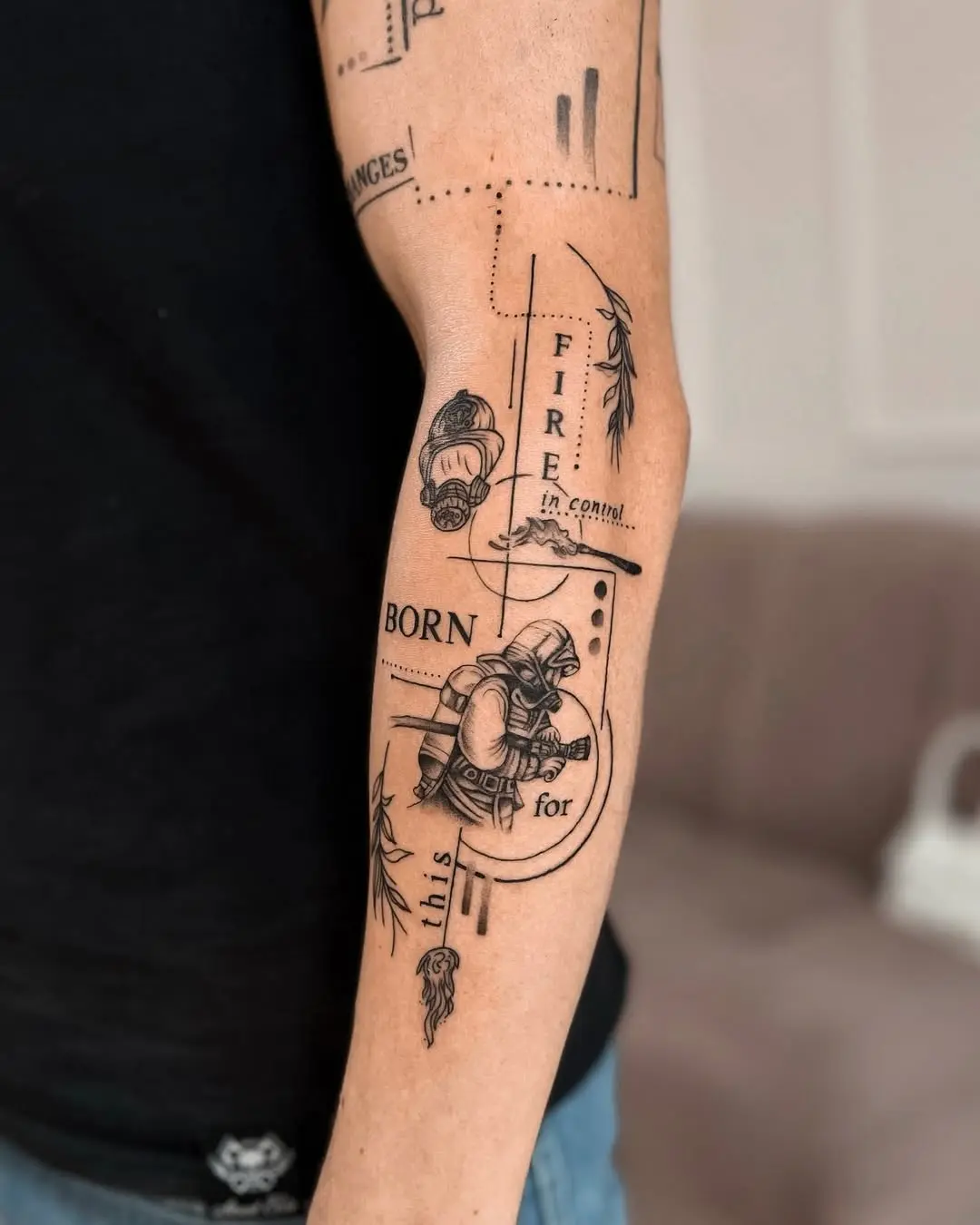 Symbolic firefighter tattoo with meaningful elements