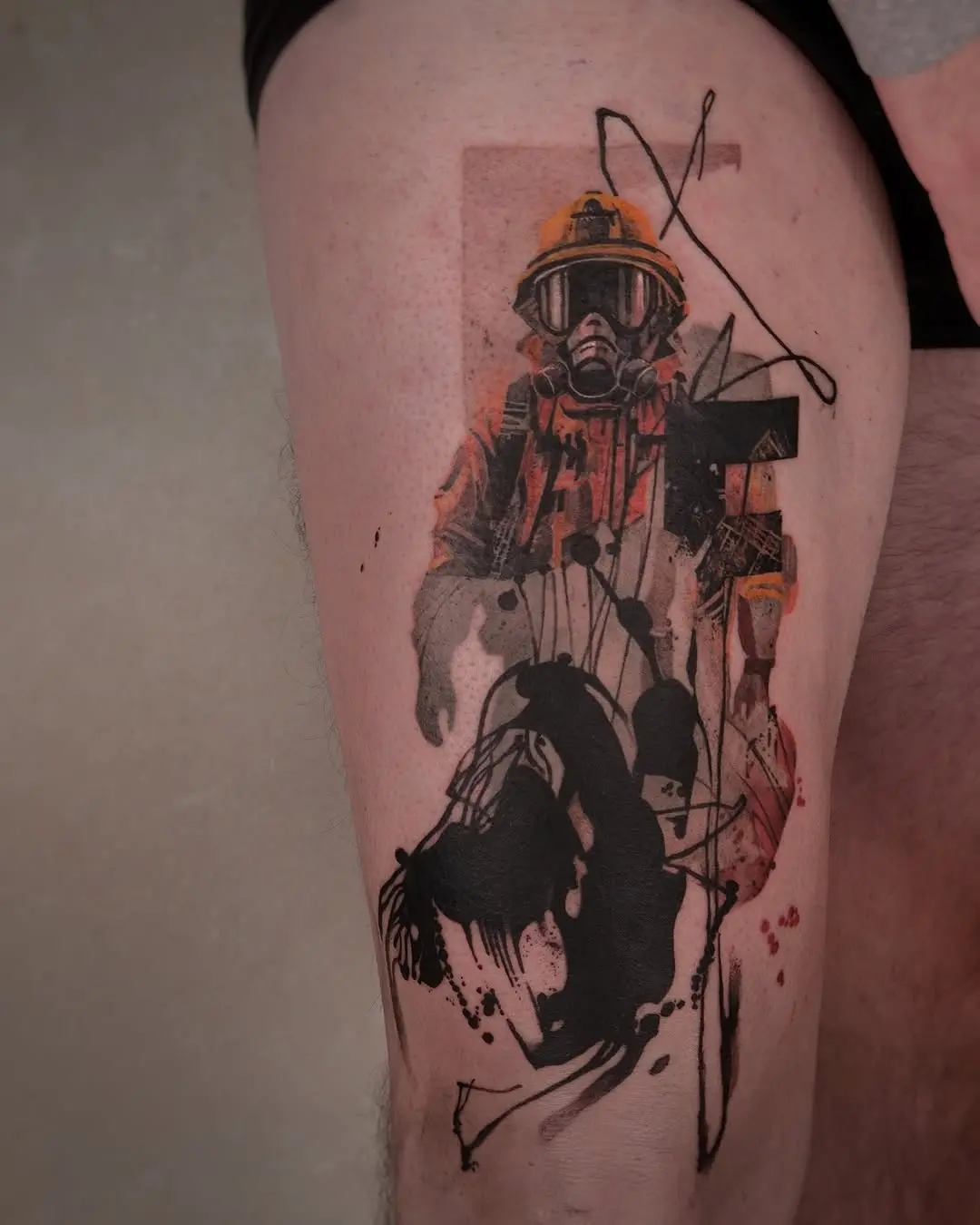 Vibrant firefighter tattoo showcasing courage and artistry