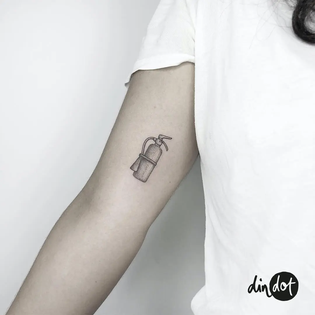 Unique Fire Extinguisher Tattoo Design
