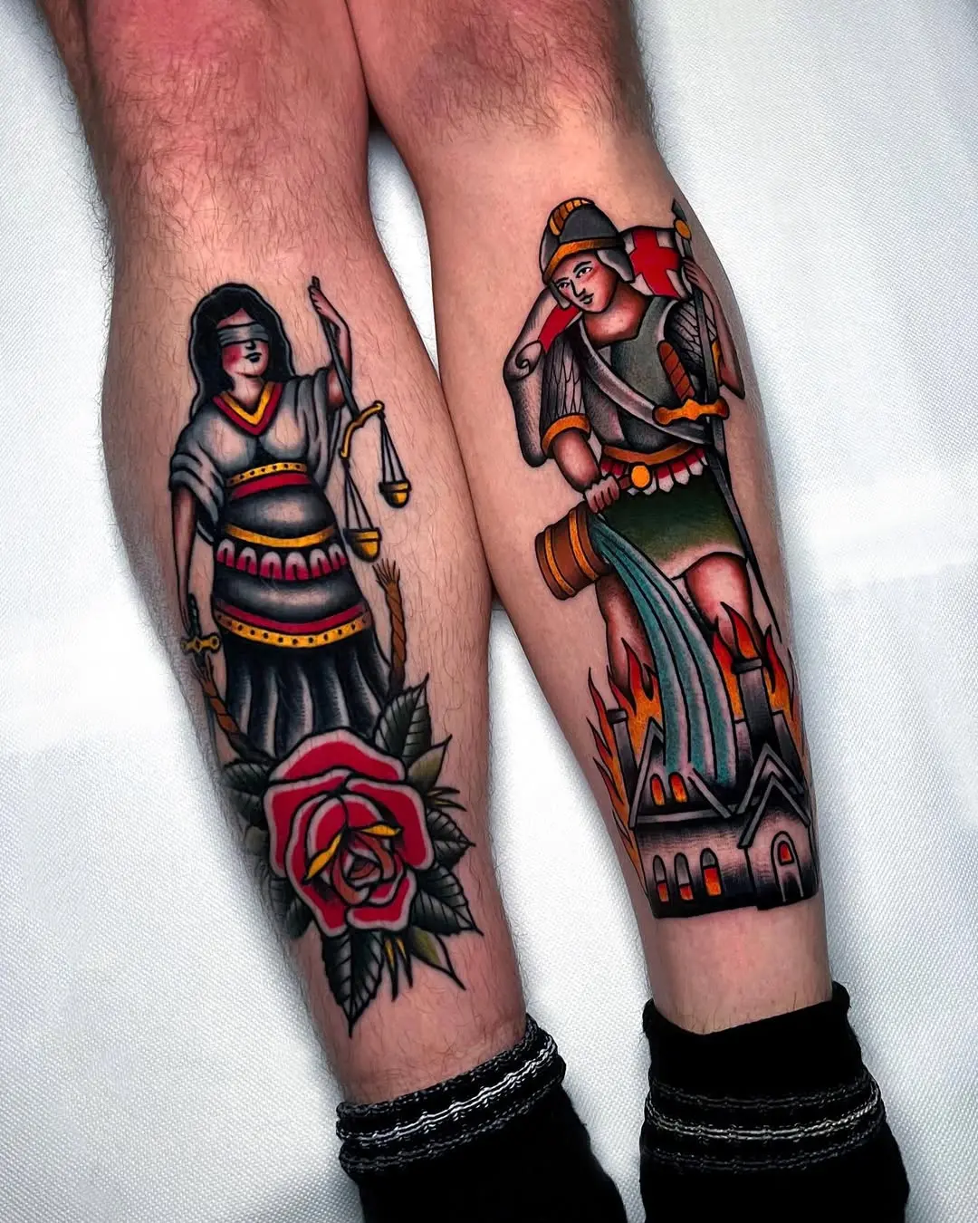 Symbolic firefighter tattoos on display