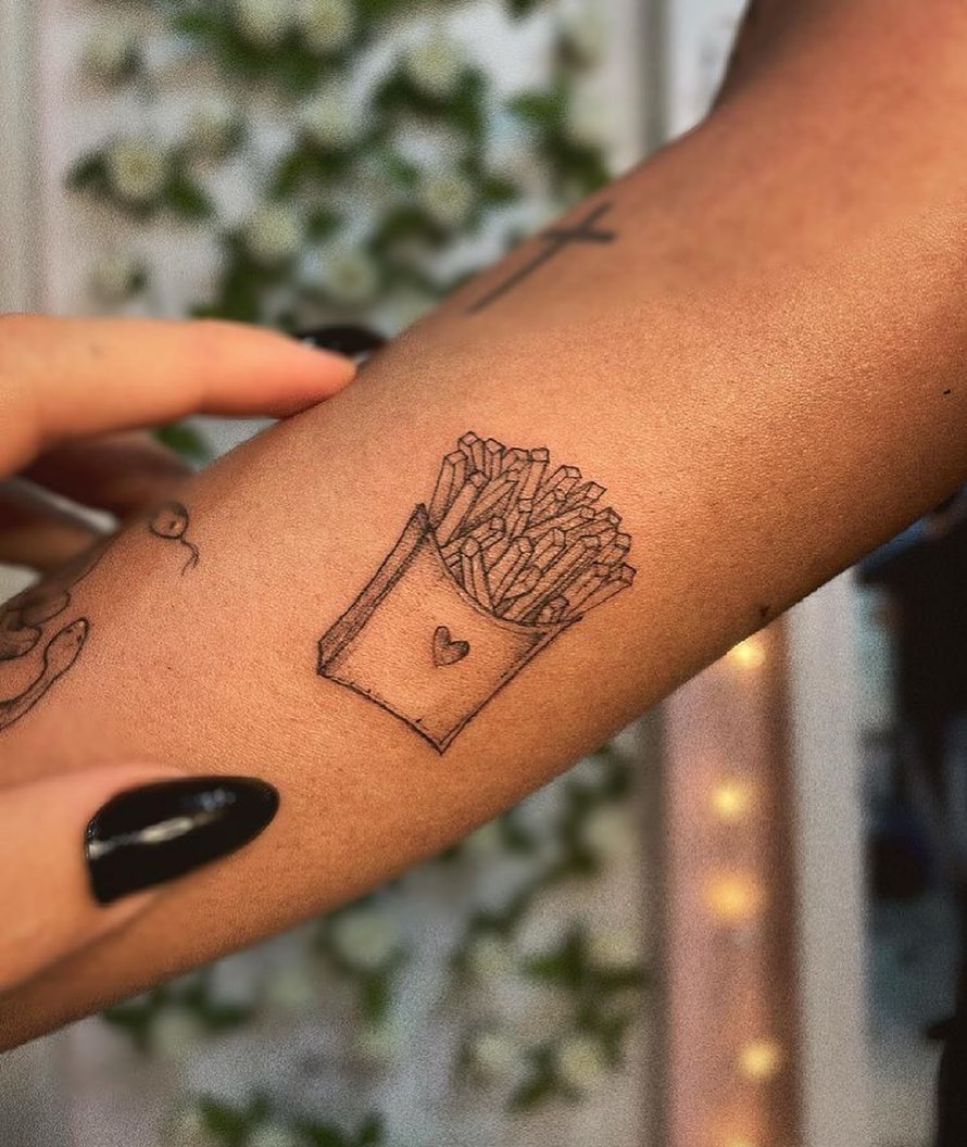 Delicious fries tattoo showcasing culinary passion