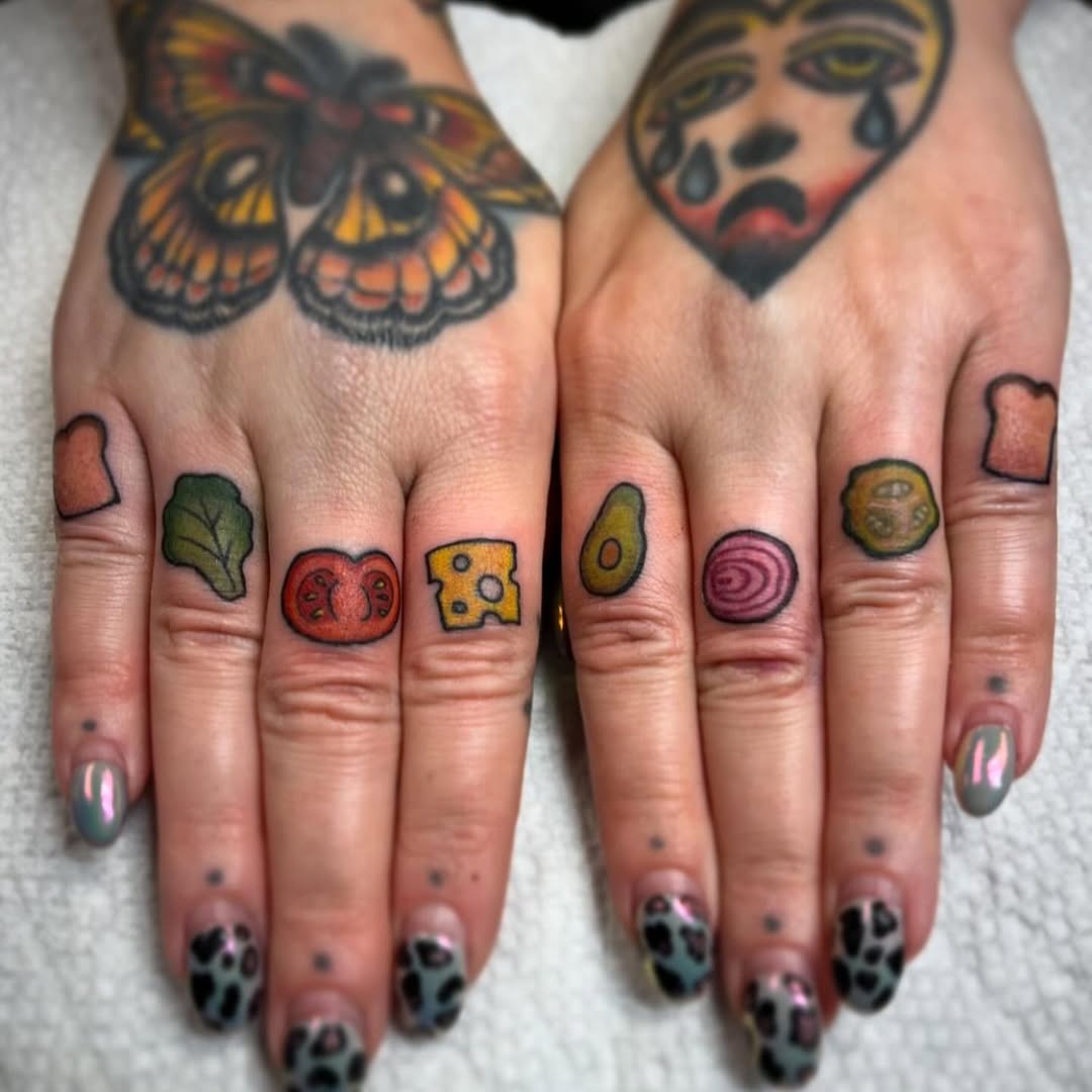 Colorful Food Tattoos on Hands Celebrate Culinary Arts