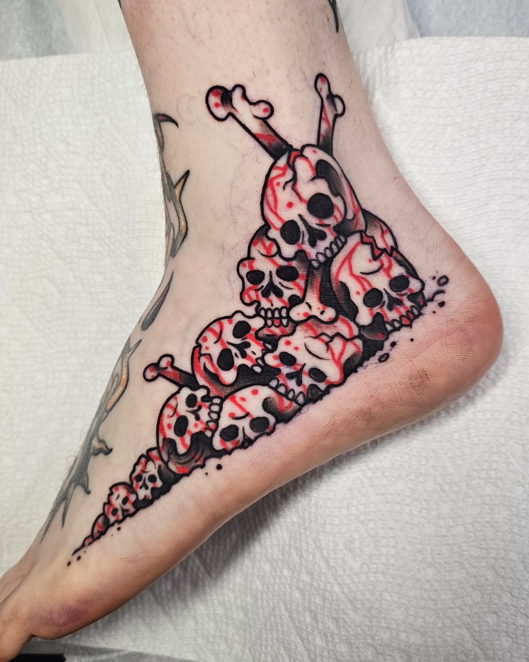 Bold skeleton design on the foot