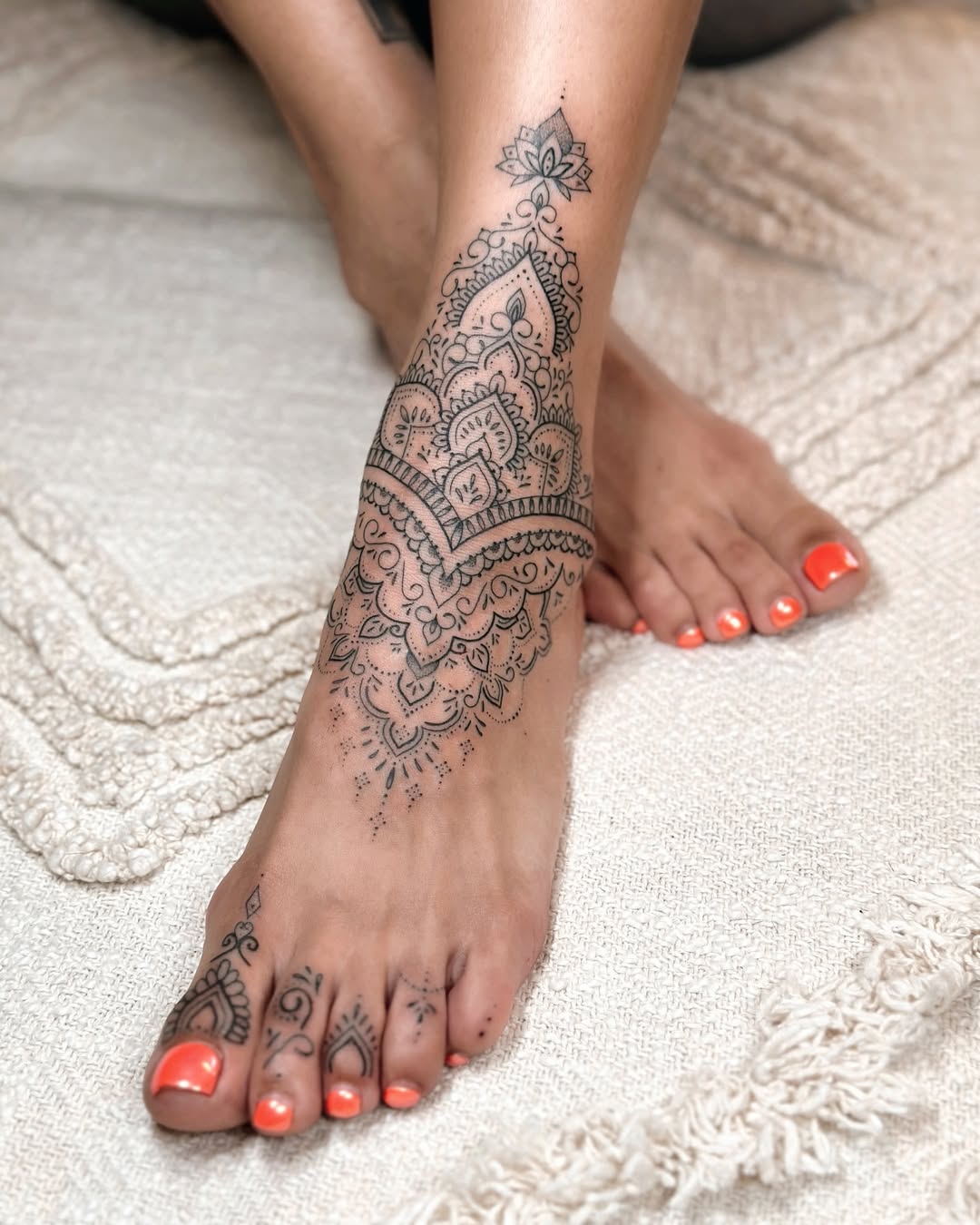 Elegant Intricate Foot Tattoo Design Inspiration