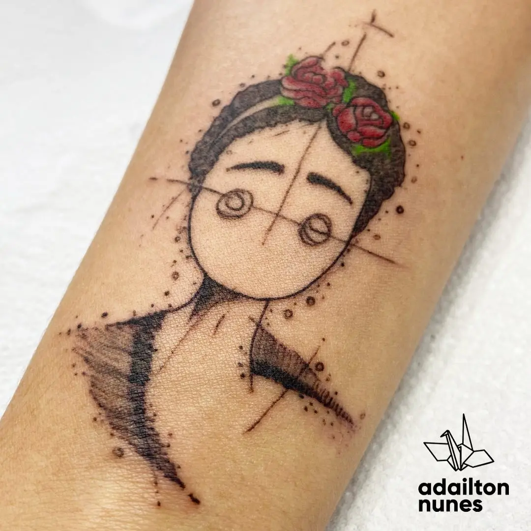 Minimalistic Frida Kahlo Tattoo Design Inspiration