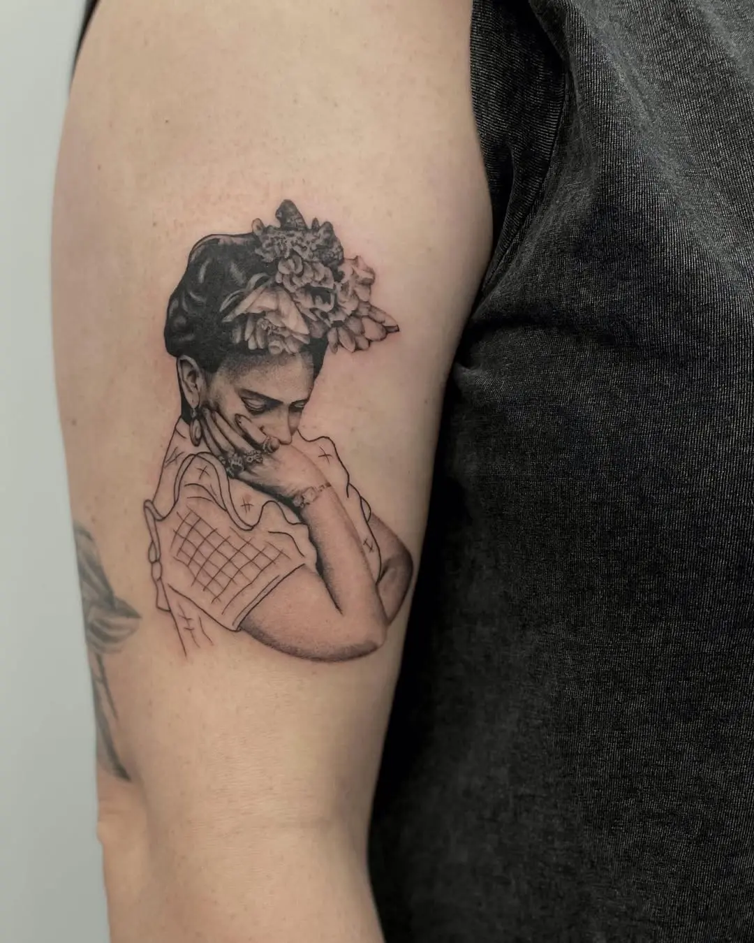 Stunning Frida Kahlo Portrait Tattoo Design