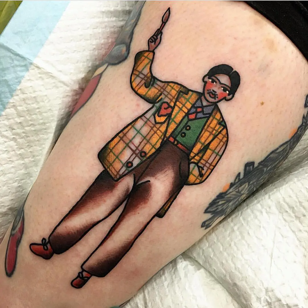 Vibrant Frida Kahlo Character Tattoo