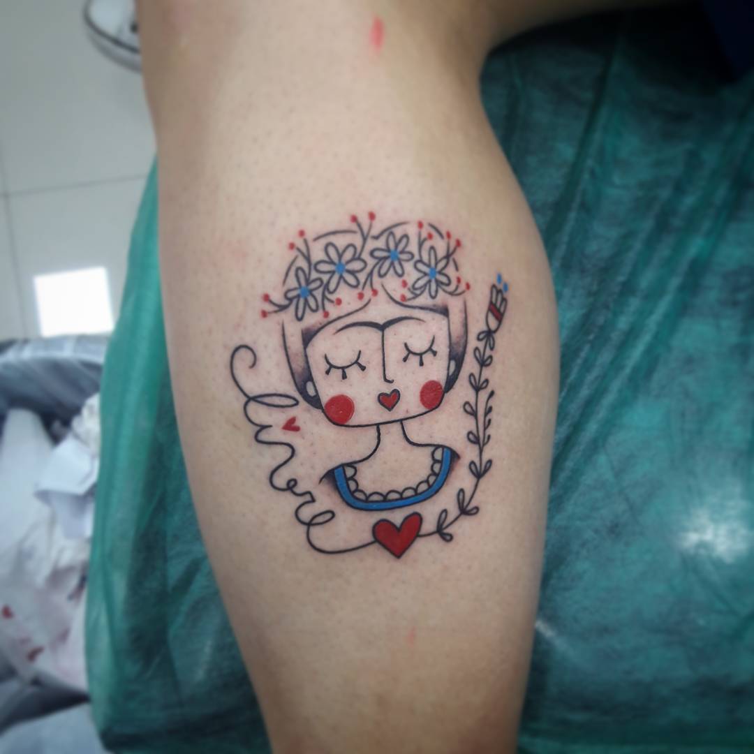 Vibrant tattoo capturing Frida Kahlo's spirit