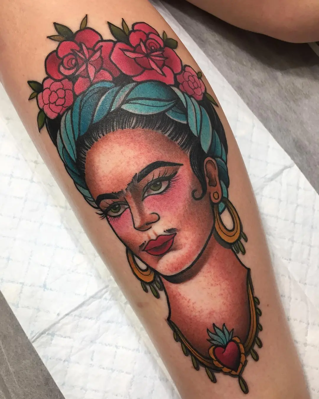Vibrant Frida Kahlo Inspired Tattoo Design