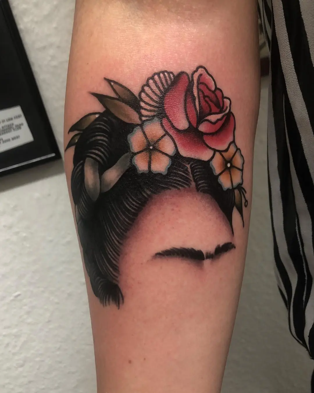 Bold Frida Kahlo Headpiece Tattoo Design