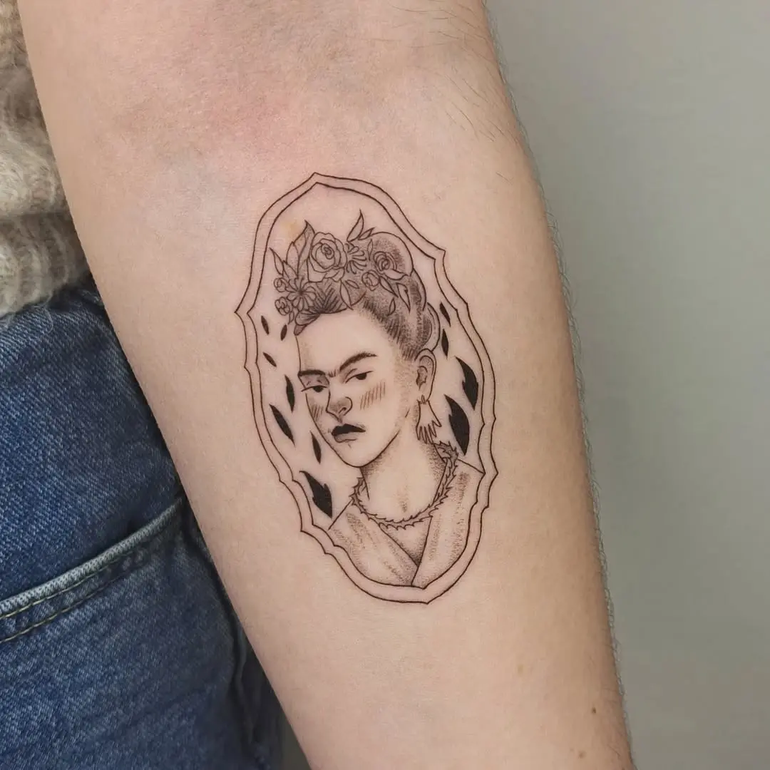 Stunning Frida Kahlo Portrait Tattoo Design