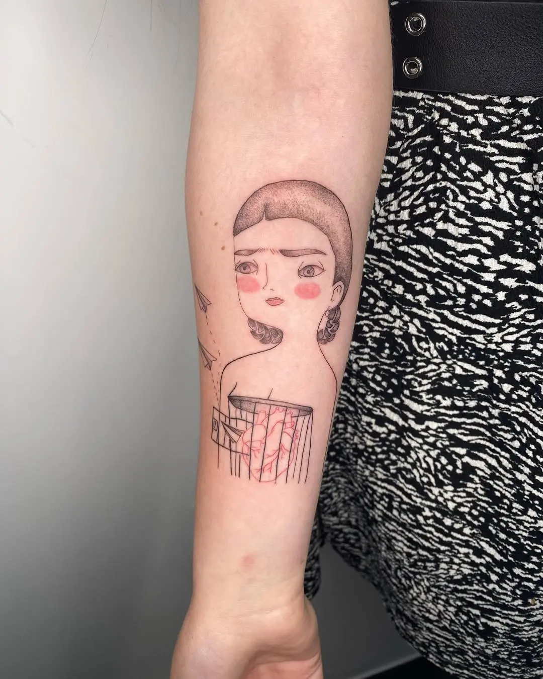 Vibrant Frida Kahlo Tattoo with Bold Colors