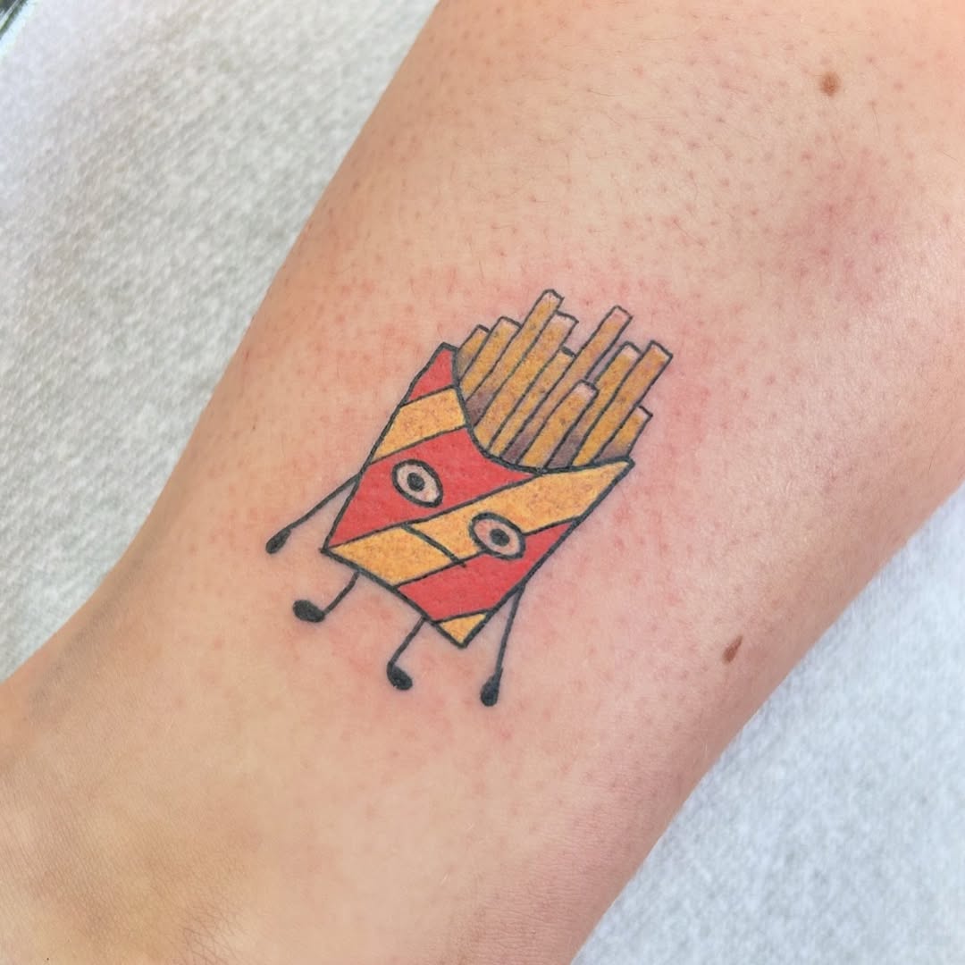 Playful French fries tattoo design to inspire