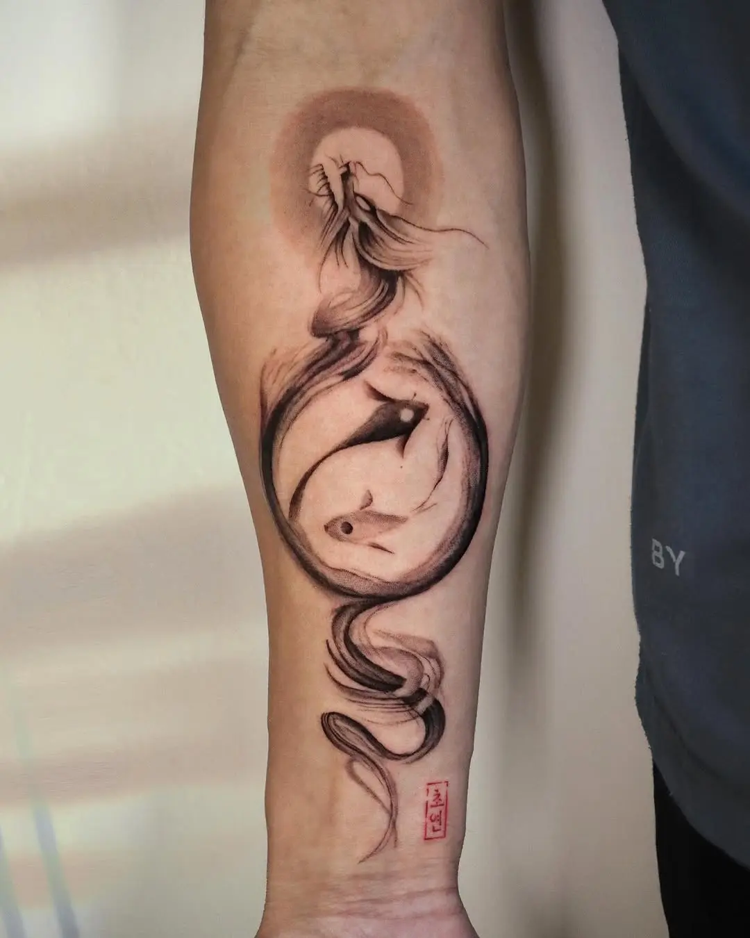 Stunning koi fish tattoo with flowing design