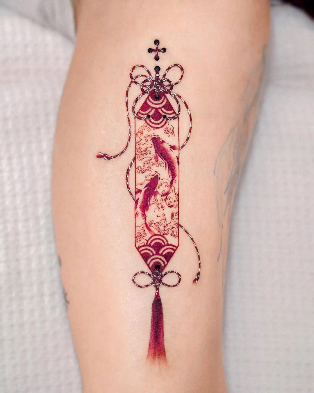 Elegant koi fish tattoo with intricate details