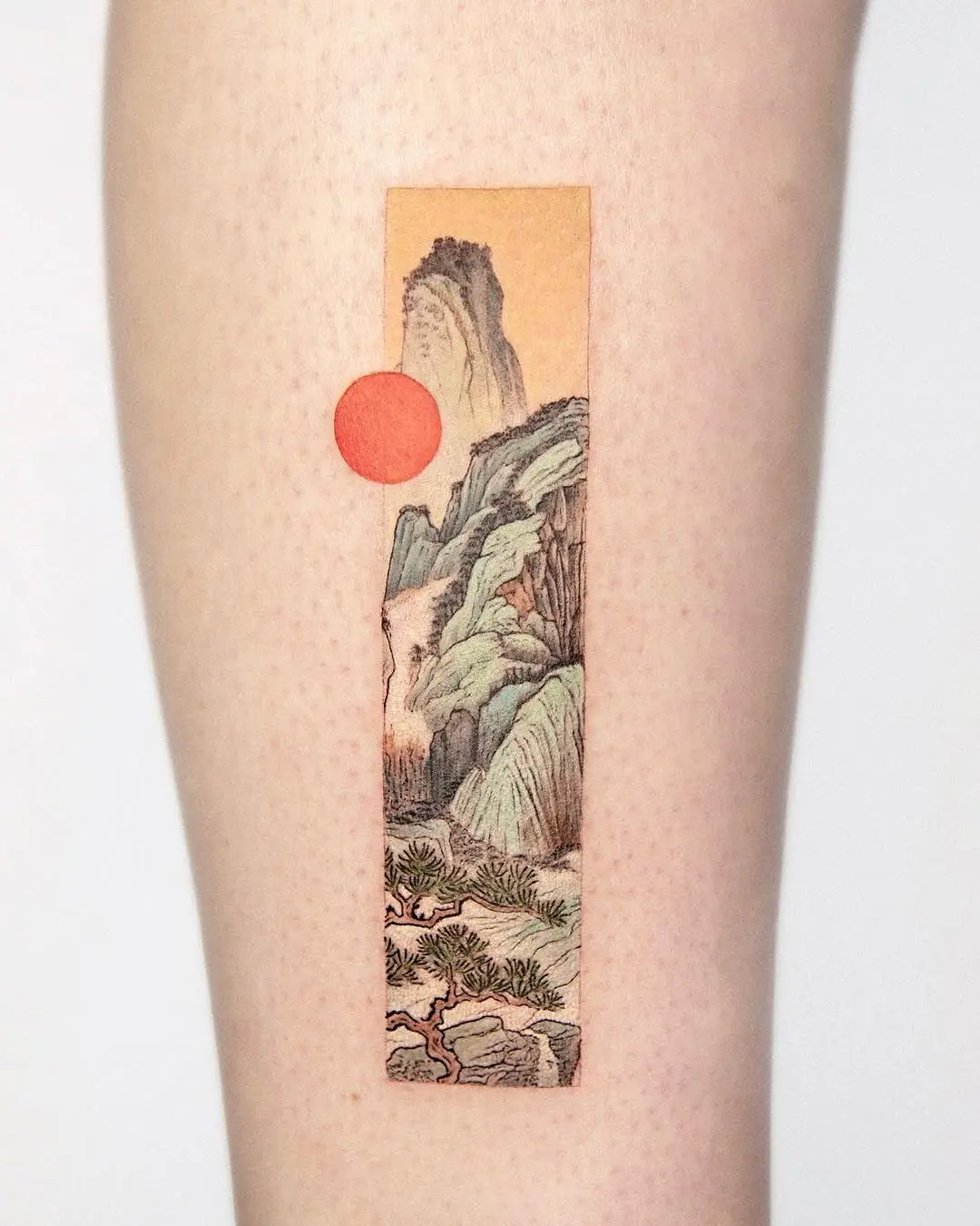 Stunning Japanese-style landscape tattoo for nature lovers