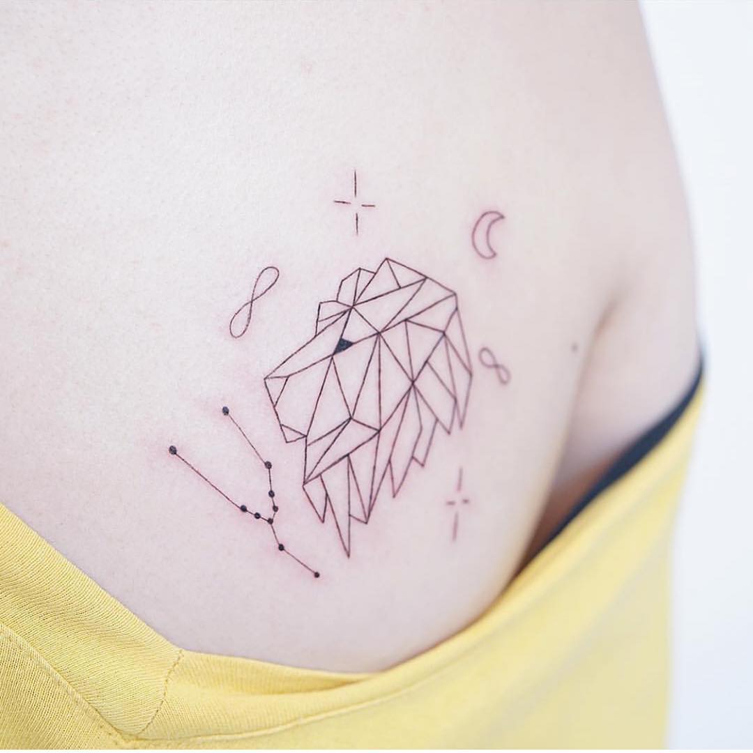 Stylish Geometric Leo Constellation Tattoo