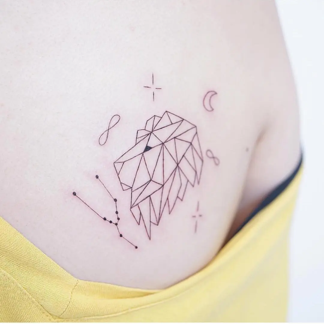Stylish Geometric Leo Constellation Tattoo
