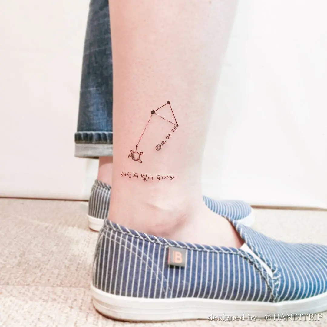 Unique Libra Symbol Tattoo on Ankle