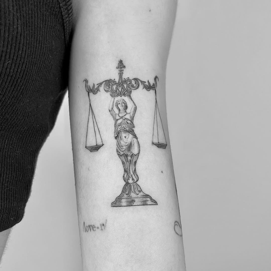 Elegant Libra Tattoo with Lady Justice