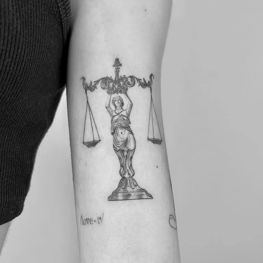 Elegant Libra Tattoo with Lady Justice