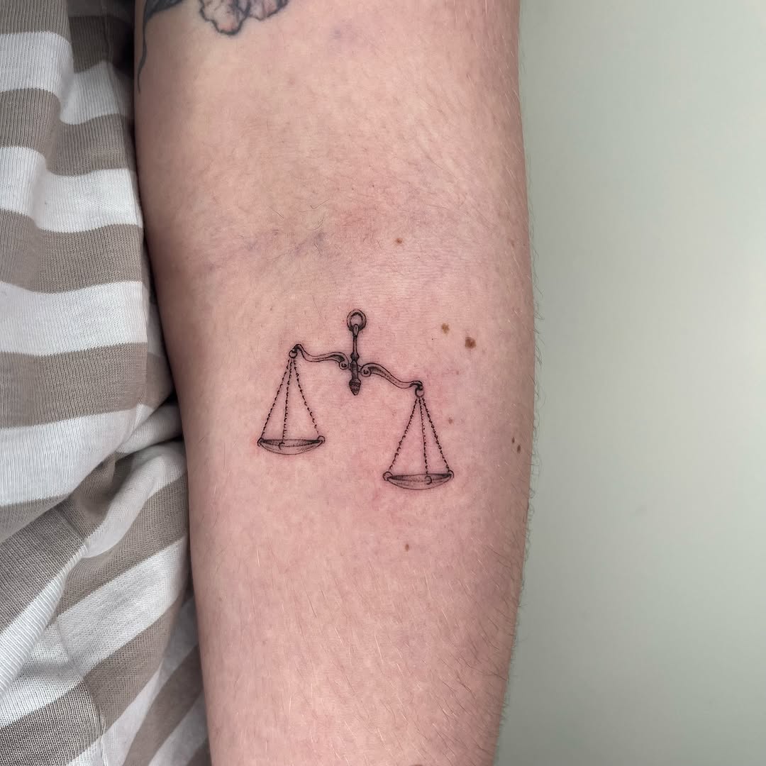 Minimalist Libra Scale Tattoo for Balance Lovers