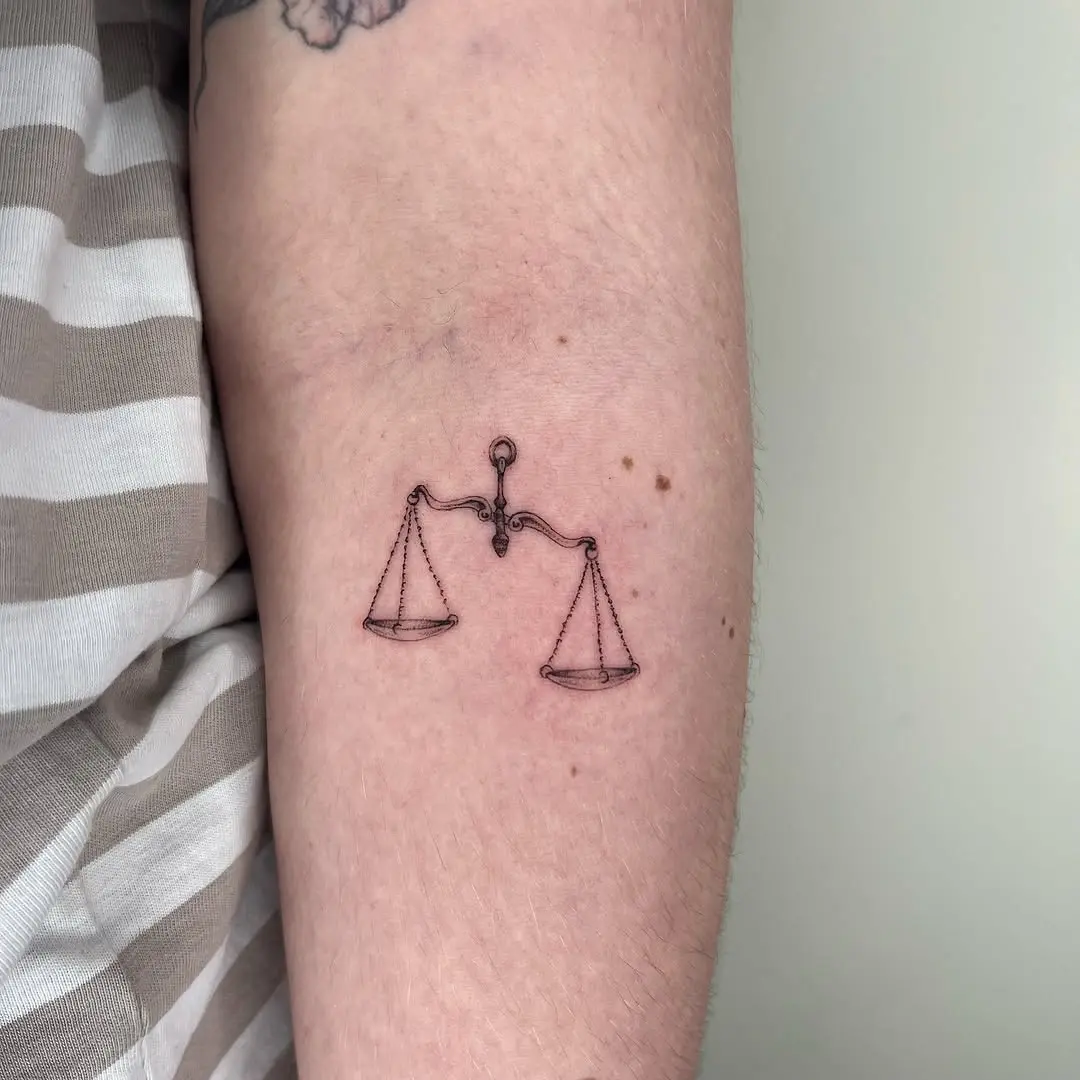 Minimalist Libra Scale Tattoo for Balance Lovers