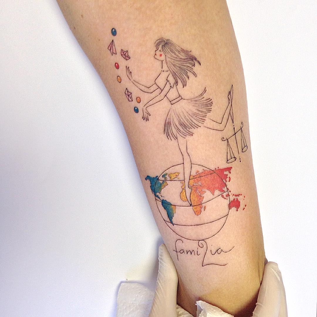 Playful artistic representation of the Libra symbol