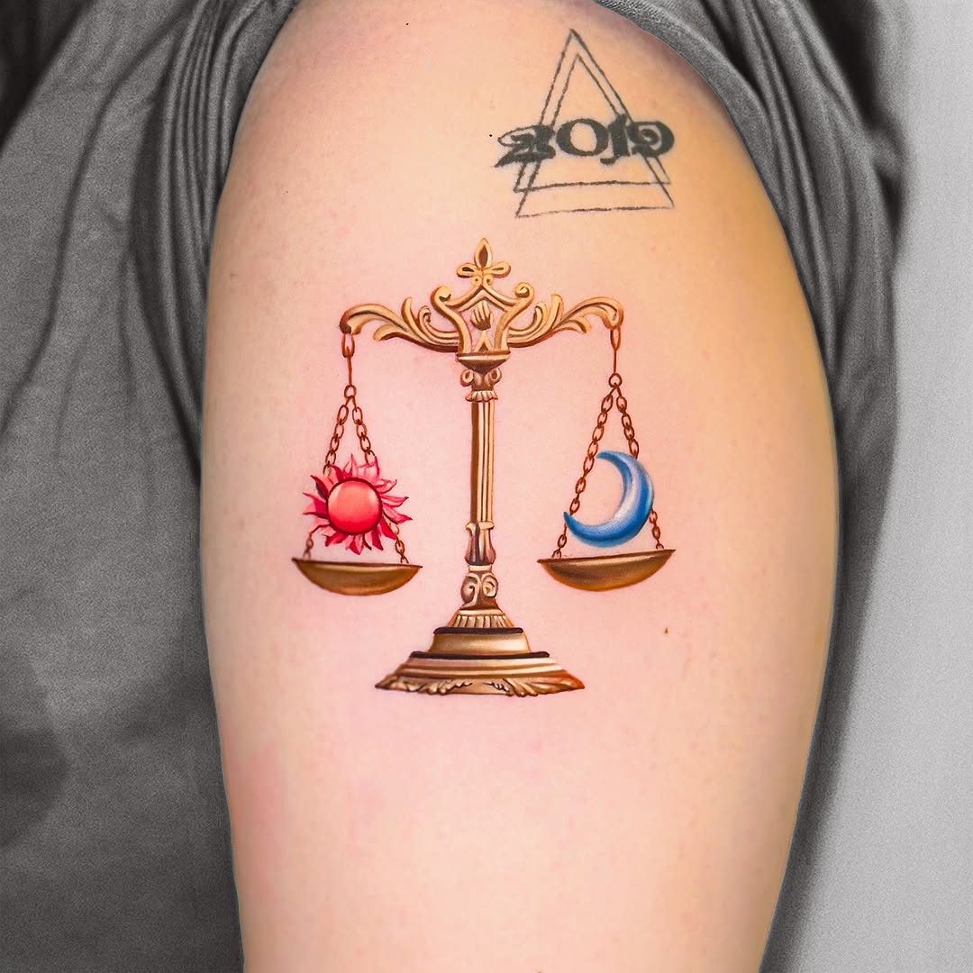 Symbolically Balanced Libra Tattoo Design