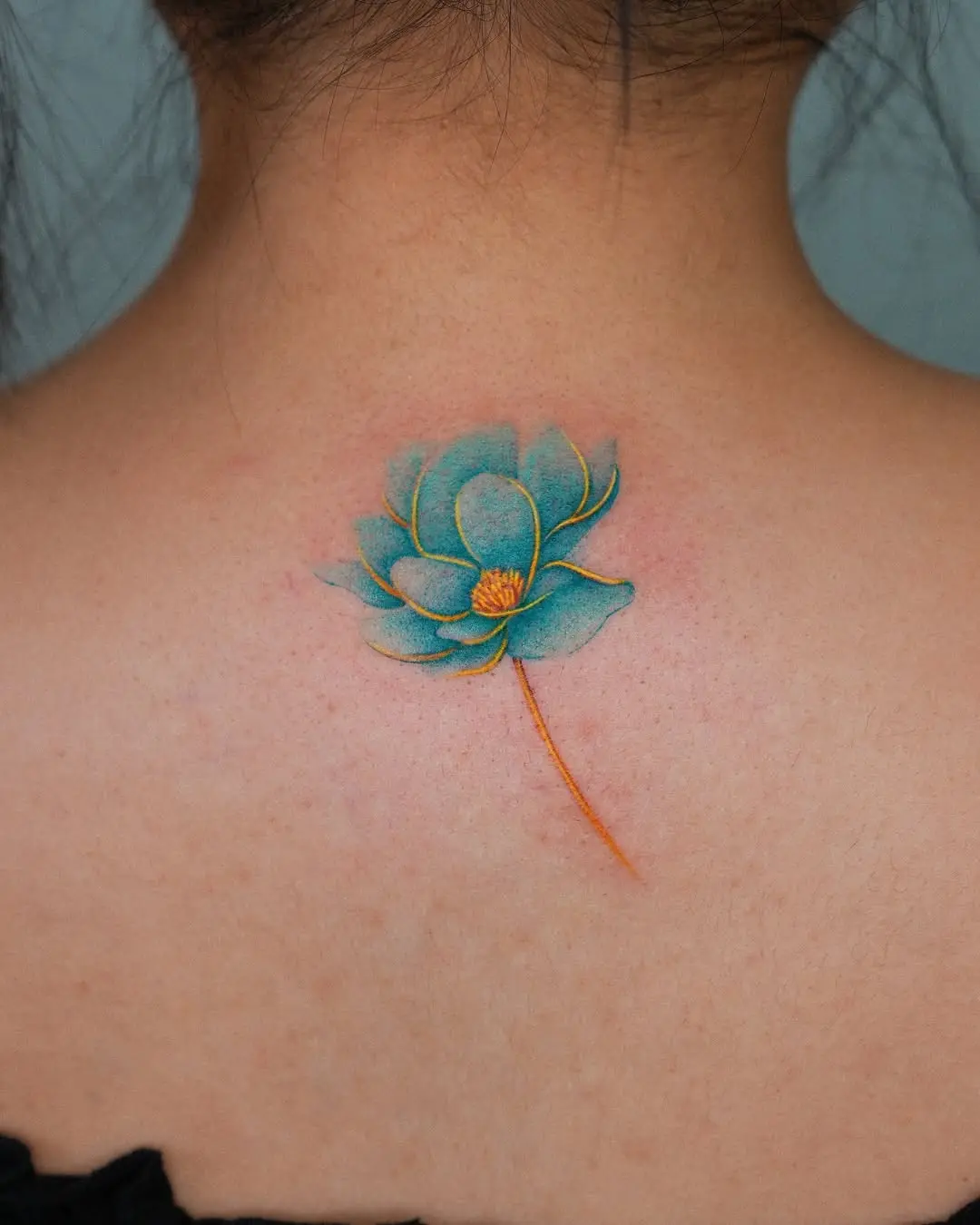 Stunning lotus tattoo with vibrant colors
