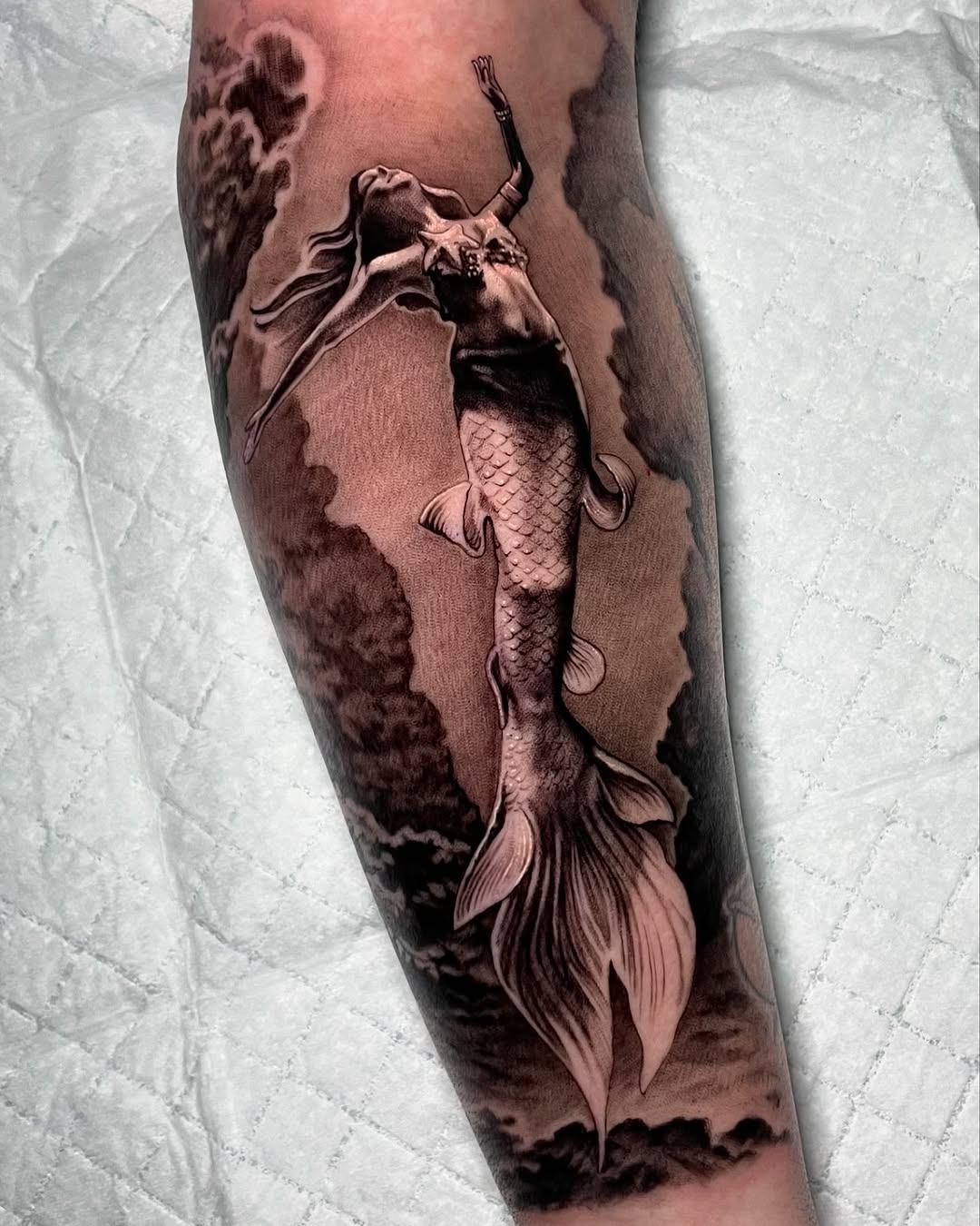 Elegant Mermaid Tattoo Capturing Ocean Mystique